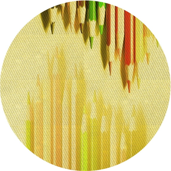 Ahgly Company Machine Washable Indoor Round Transitional Yellow Area Rugs, 4' Round