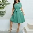 thumbnail image 6 of UYISJ Womens Dress Button Down Shirt Dress Short Sleeve Lapel Business Midi Shirt Dress with Belt Caual Plus Size Elegant Dress Green XXL, 6 of 7