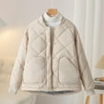 thumbnail image 2 of Olyvenn Quilted Jackets Women Lightweight Button Down Puffer Coats Baggy Long Sleeve Collarless Padded Outerwear with Pockets Beige XXXXL, 2 of 8