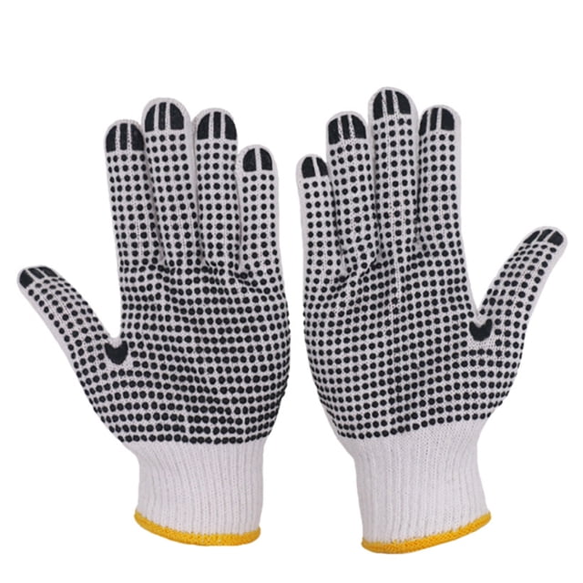 Guantes, guantes de trabajo antideslizantes de hilo de algodón con puntos de PVC para la construcción de jardinería mecánica de pintor, color negro 12 pares kenally AF000096-03