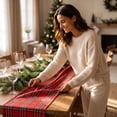 thumbnail image 6 of GOFLIC Red Green Tartan Plaid Christmas Table Runner, Farmhouse Checkered Holiday Tablecloth for Dining Table, Coffee Table, Restaurant Xmas & Thanksgiving Party Decor, 6 of 8