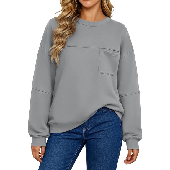 qafoshin Plus Size Sweatshirts for Women Oversized Pullover Long Sleeve Tops Crew Neck Basic Daily Tops