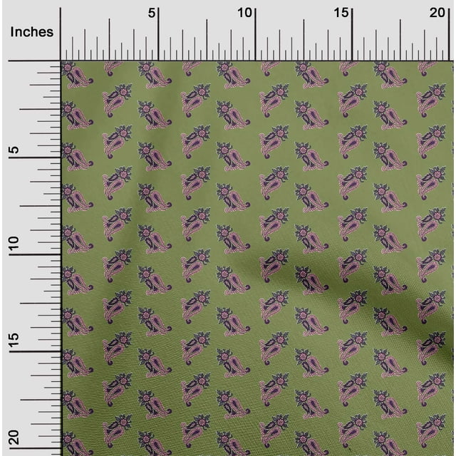 oneOone Silk Tabby Fabric Floral & Paisley Block Print Fabric BTY 42 Inch Wide