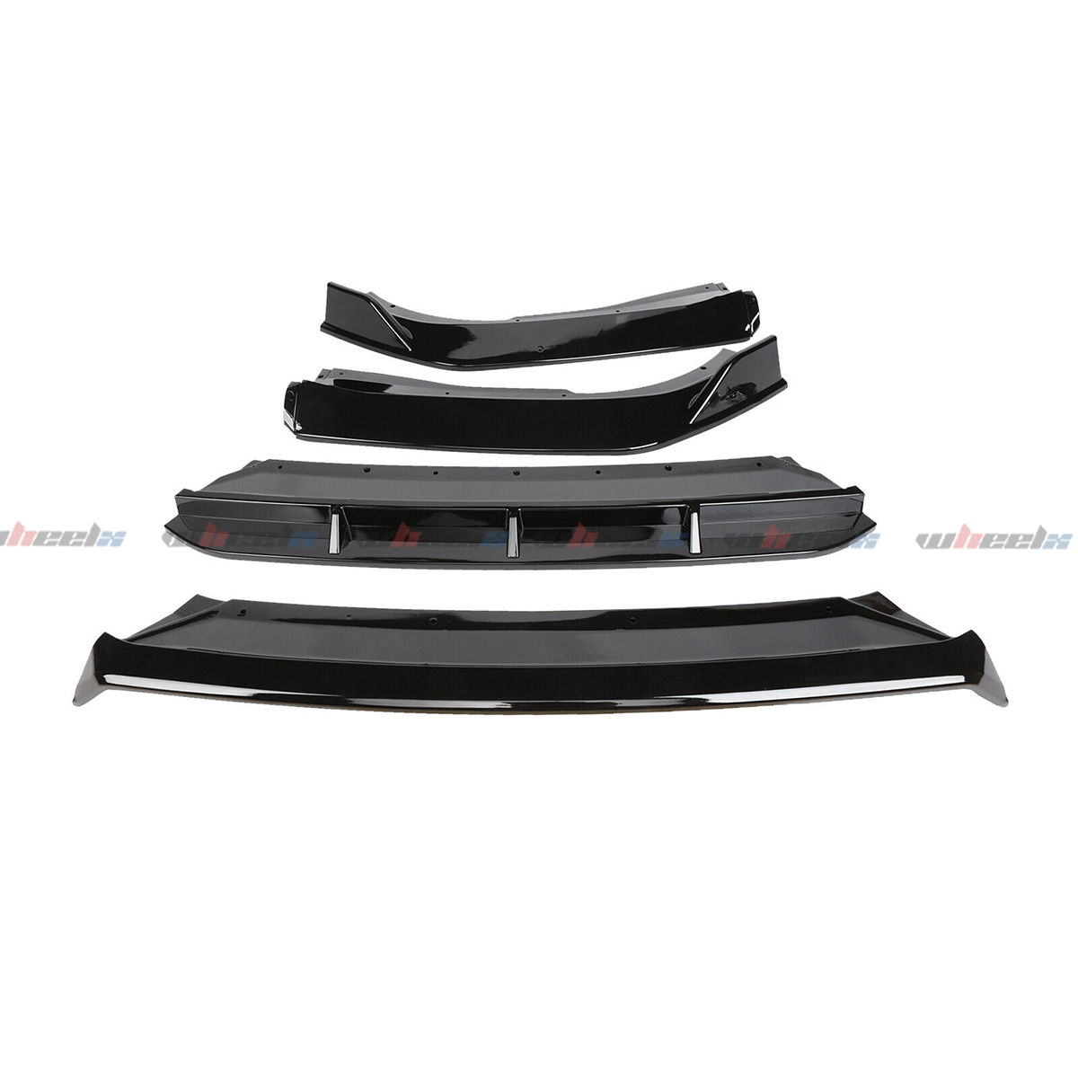 WheelX 3Pcs Front Bumper Lip Compatible with 2018-2020 Honda Accord (Glossy Black), JDM Air Dam Winglet Splitter Chin Fits for EX EX-L LX SE Sport Hybrid, Protection Body Kit
