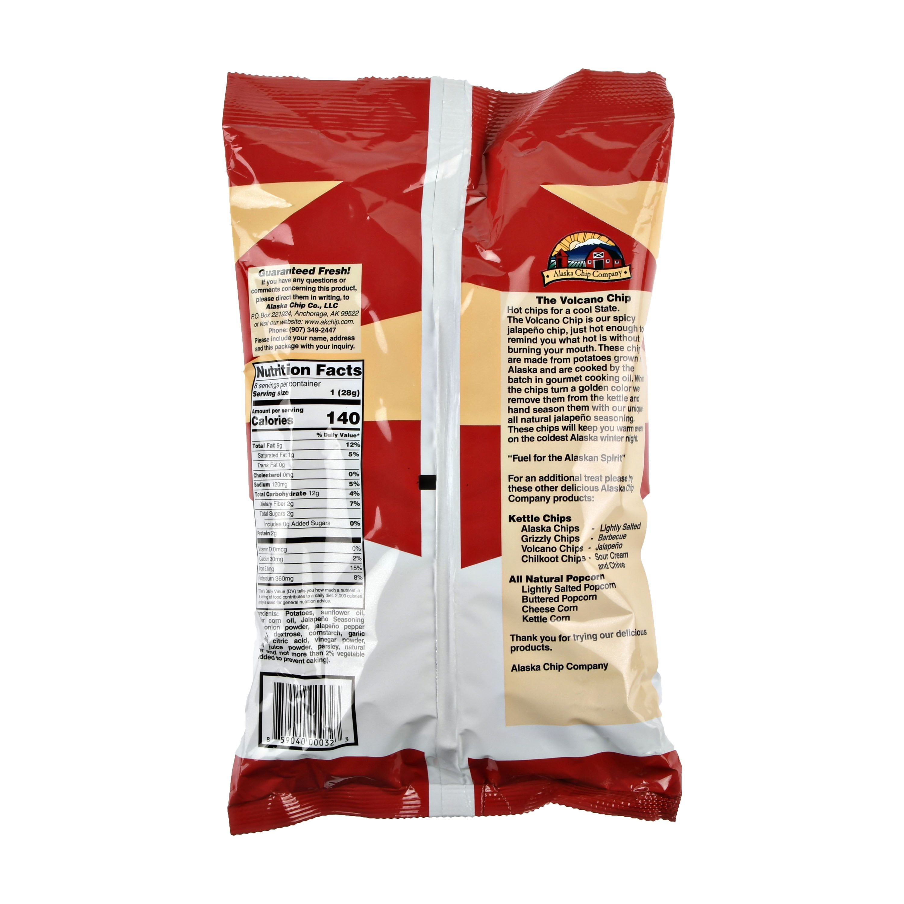 Alaska Chip Company Jalapeno Volcano Potato Chips, 8 oz