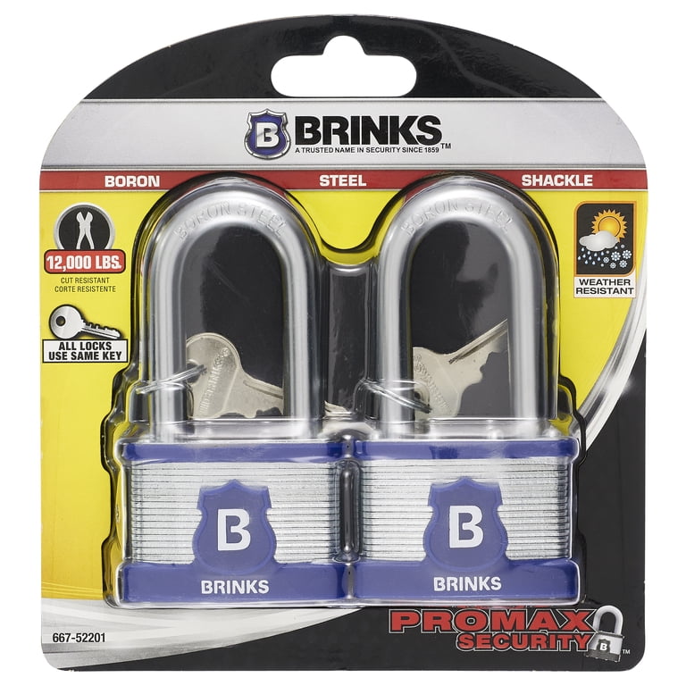 Brinks Laminated Steel 50mm Keyed Padlock with 2 7/16in Shackle, 2