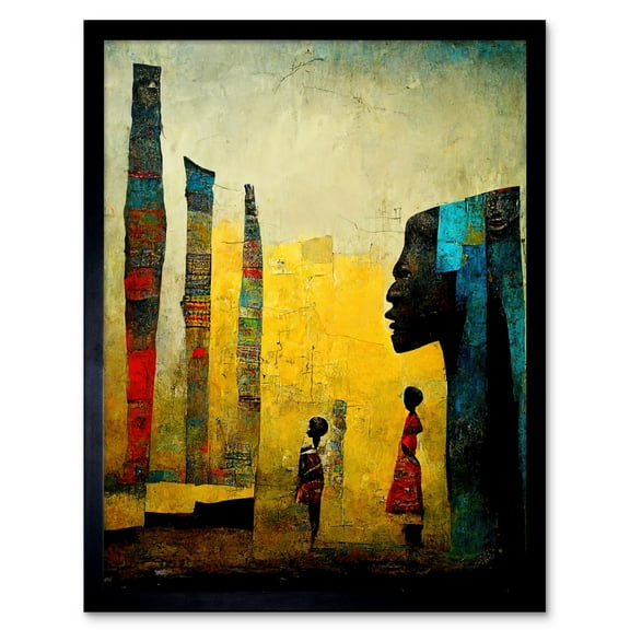 African Art Modern Bright Abstract Art Print Framed Poster Wall Decor 12x16 inch