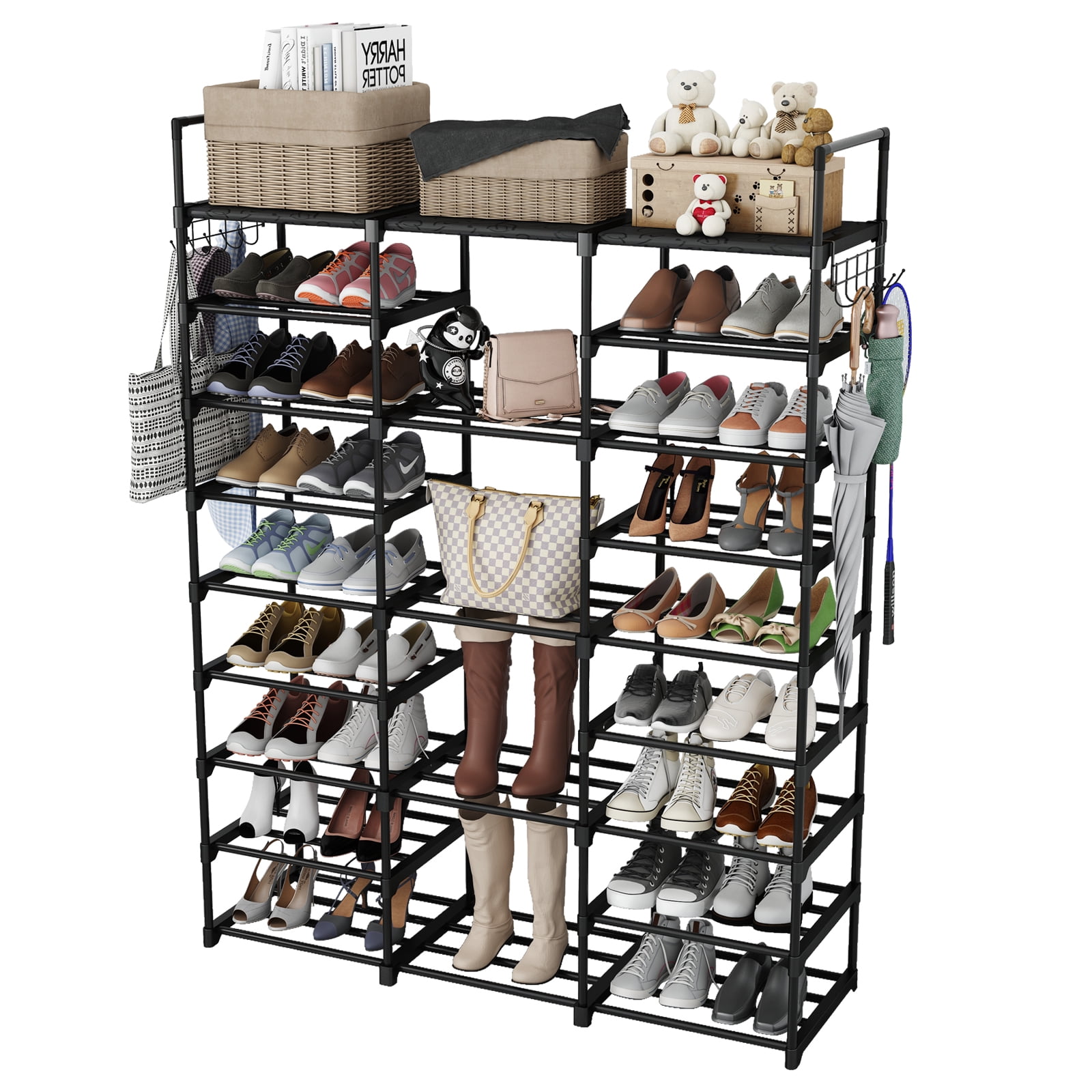 MB-THISTAR 50 Pair 10 Tier Space Saving Storage Organizer Shoes Tower Rack Free Standing 