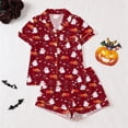 thumbnail image 2 of Likimi Kids Toddler Girls Halloween Pajamas Set Short Sleeve Hallowmas Ghost Print Lapel Button Down Pjs Tops With Shorts For Party Fashionable Homewear, 2 of 8