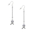 thumbnail image 2 of Delight Jewelry Silvertone Scroll Ribbon with Lavender Crystal - Silver-tone Long Sparkle Dangle French Earrings, 2 of 4