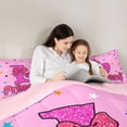 thumbnail image 4 of spefrowx Dreamy Princess L Letter Twin Bedding for Kids, Kawaii Cartoon Stars Bow Bedding Comforter Set, Pink Reversible, 7-Piece, 4 of 6