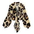 thumbnail image 3 of Aboser Leopard Print Chiffon Cardigans for Women Trendy Tie Knot Bolero Cardigan Casual Puff Sleeve Shawls Lightweight Open Front Cover Ups, 3 of 7