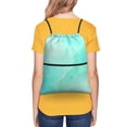 thumbnail image 4 of Easygdp Cyan Mint Marble Drawstring Backpack Gym Bag,Sport Gym Sackpack,Gym Sack with Side Pocket for Men Women, 4 of 6