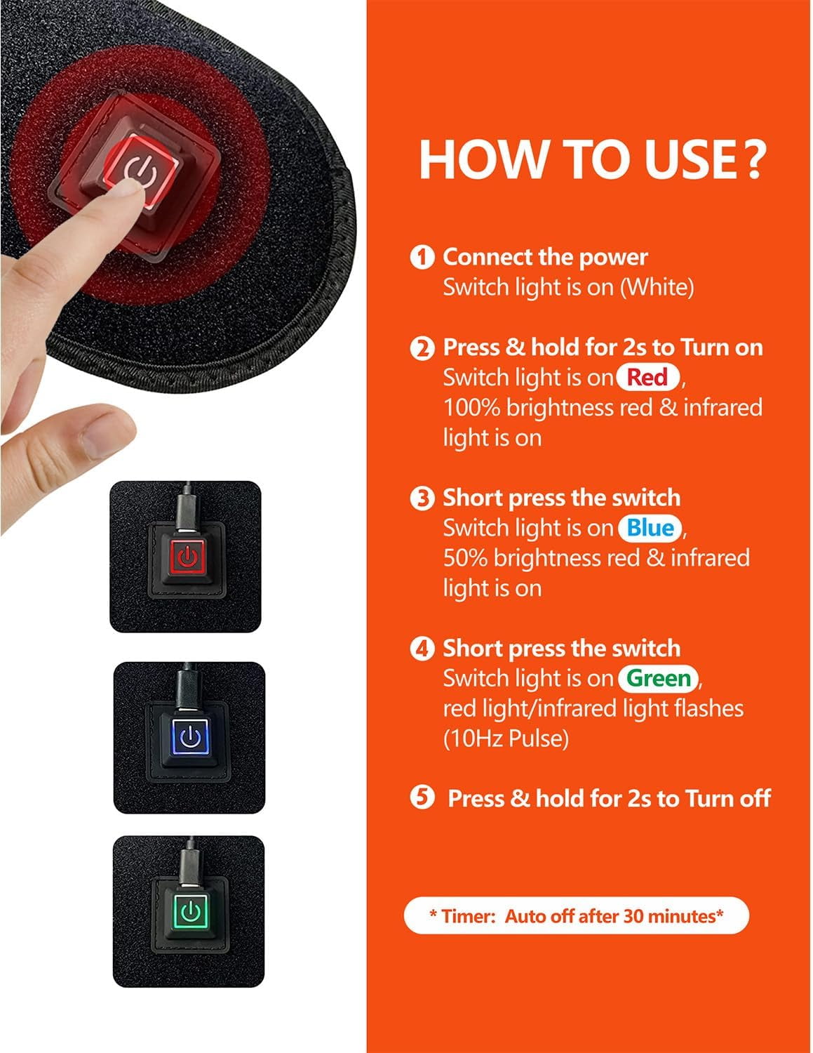 Red Light Therapy Hand Wrap,Near Infrared Light Therapy Belt Wearable Infrared Wrap Neck Face Chin Knee Ankle with 660nm 850nm Infrared Light for Hands Wrist Carpal Foot Joint Stiffness 2025