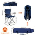 thumbnail image 5 of Folding Camping Chair with Canopy Shade 600D Oxford Portable Camping Chair with Cup Holder Support 330lbs Navy Blue, 5 of 8