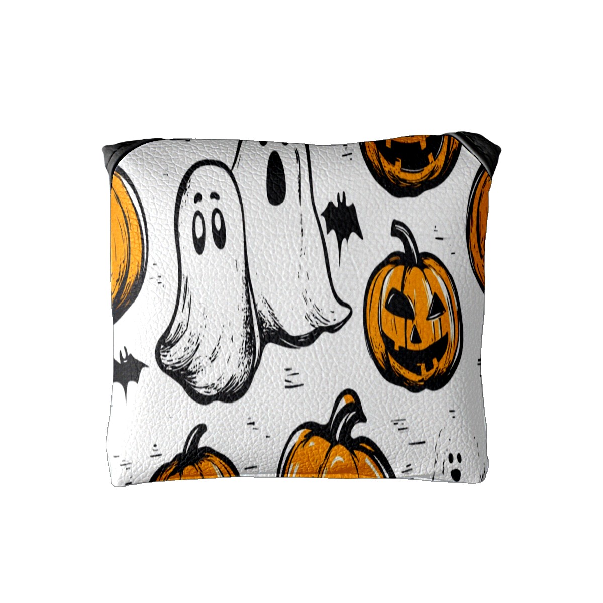 Golf Mallet Putter Cover Premium Leather Waterproof Golf Putter Head Cover with Magnetic Closure Halloween Hand-painted