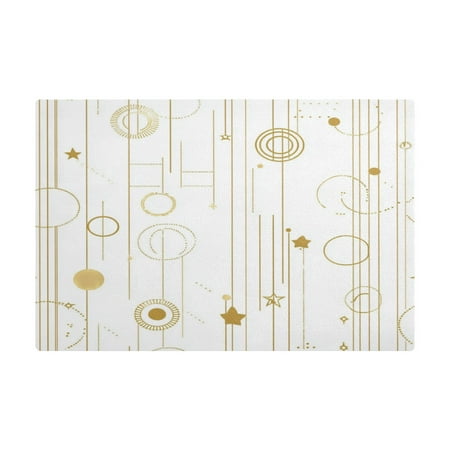 

PU Leather Kitchen Drying Mat with Silica Gel Core Coffee Bar Pad Dual-Sided Absorbent Non-Slip for Kitchen Counter Gold and White Geometric Pattern