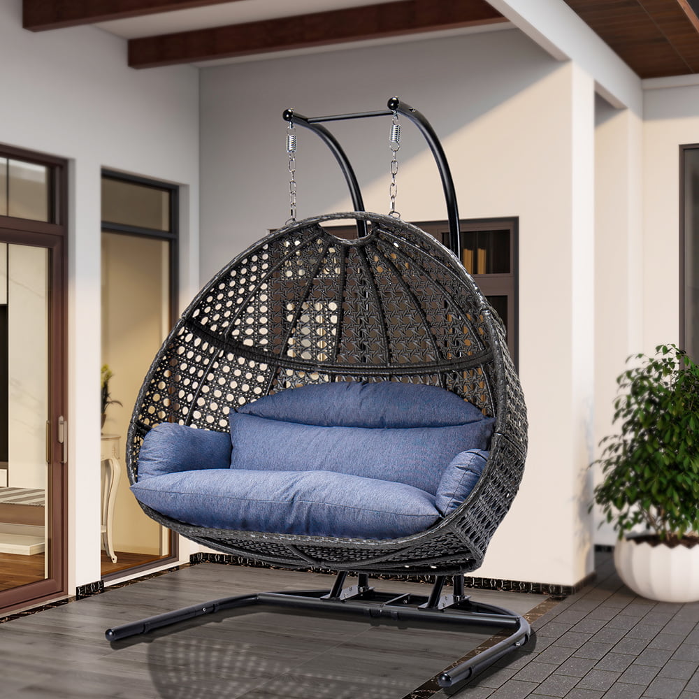 2PACK Garden Hanging Chair Swing Seat Set Patio Yard Camping Outdoor Indoor Blue 