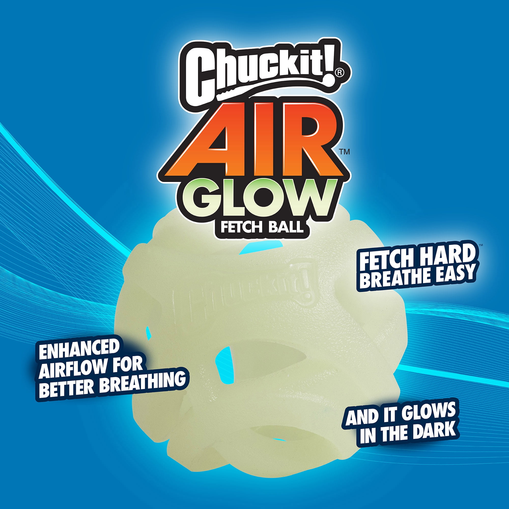 Chuckit! Air Glow Fetch Hard Breathe Easy Dog Ball Rubber Toy For