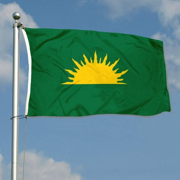 mokarier  Irish Green Sunburst Flag Banner Outdoor Indoor Decoration Flag 3x5Feet Double Stitched Polyester with Brass Grommets
