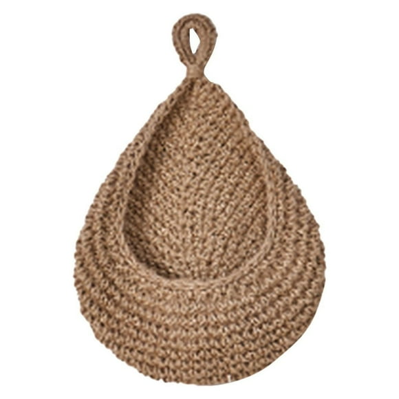 MOUDUO Free Shipping Bohemian Wall Hanging Vegetable and Fruit Storage Basket, Handwoven and Stylish, Perfect for Organizing and Displaying Fresh Produce in Your Kitchen or Living Room, Khaki