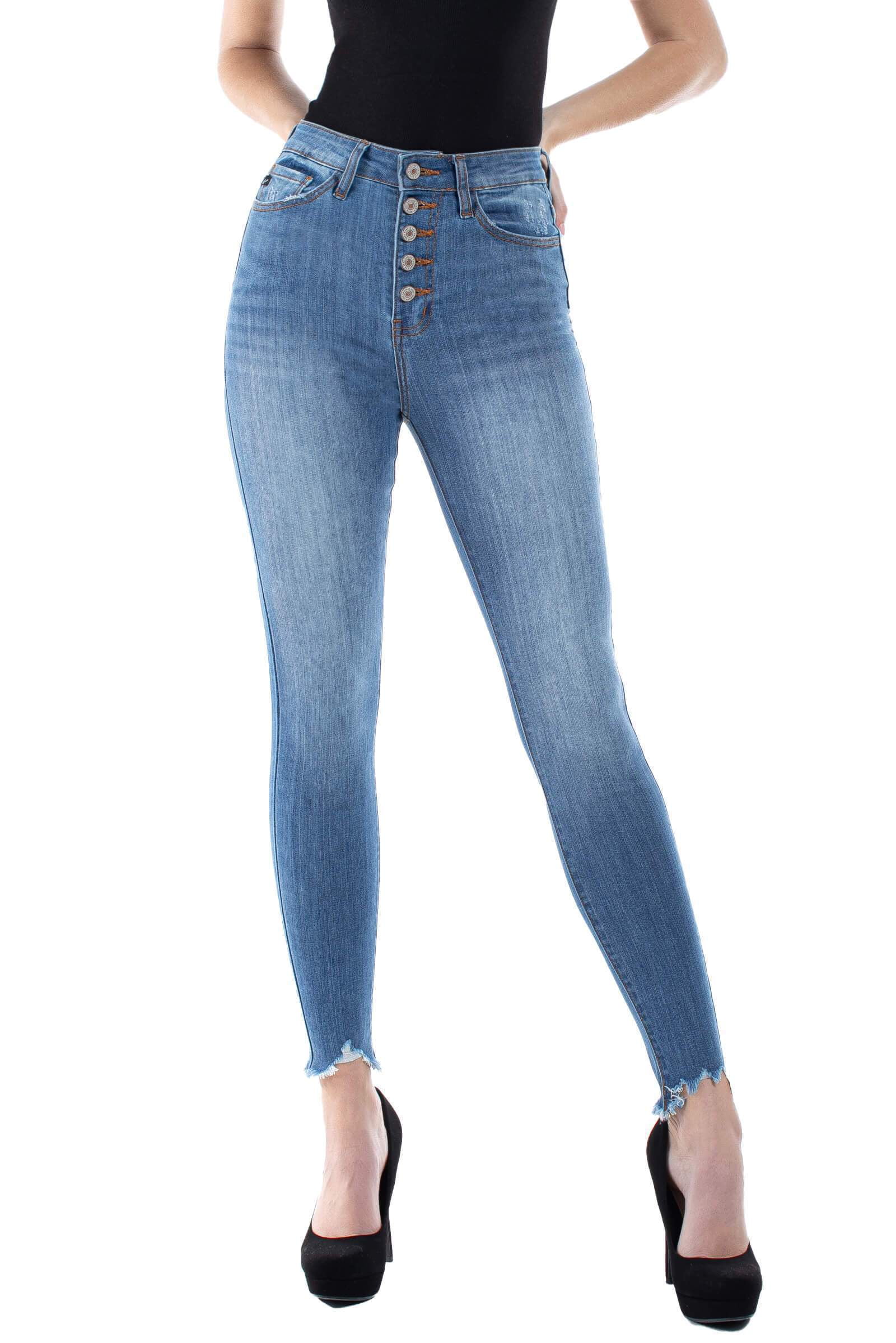 Kan Can Women's High Rise Button Fly Super Skinny Jeans kc7273