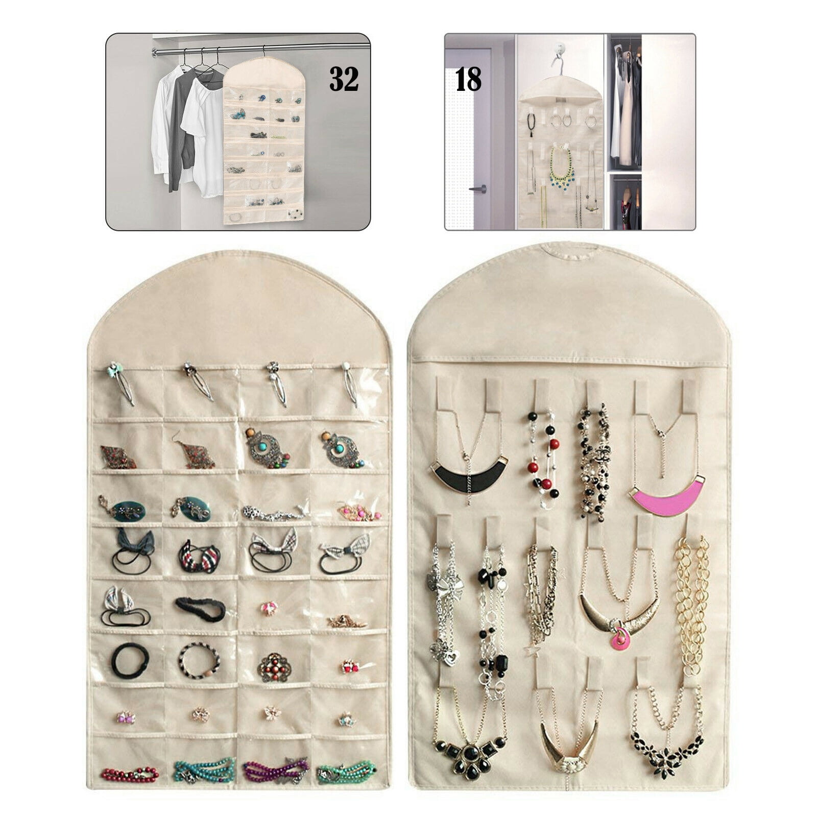 EEEkit Hanging Bag, EEEkit 32 Pockets Foldable Jewelry Necklace