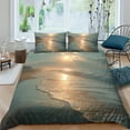 thumbnail image 1 of Modern Bedding Cover Set Beach Sunset Printed Comforter Cover Pillowcase Adult Bedroom Decor,Full (80"x90"), 1 of 5