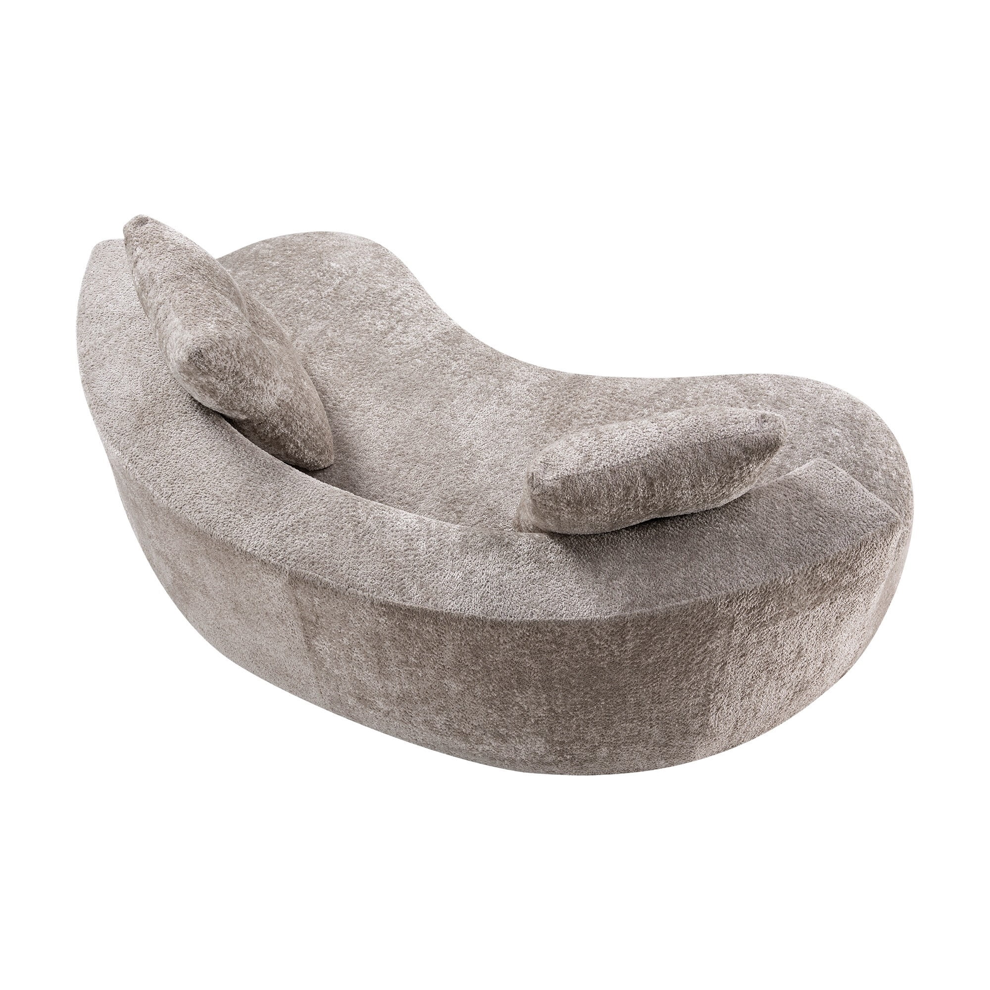 DEALTOPS 80" Curved Boucle Floor Sofa, 3-Seater Boneless Cloud Couch with 2 Pillows, No Assembly, Oatmeal