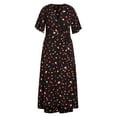 thumbnail image 3 of Evans Women's Plus Size Vivian Wrap Maxi Dress Short Flutter Sleeve V-Neckline, 3 of 3