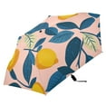 thumbnail image 2 of Green Leaves Lemons Illustration Style All Weather Umbrella Triple Folding Parasol 6 Ribs UV Protection Portable, 2 of 8