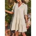 thumbnail image 2 of Vestido casual Dokotoo 2025 para mujer de verano beige talla M, 2 of 6