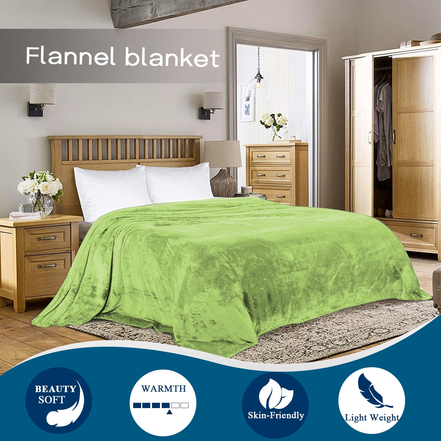 Soft Microfiber King Blanket for Sofa, Plush Flannel Fleece Blanket