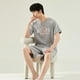 thumbnail image 3 of Pijama de algodón de verano para hombre, pantalones cortos de manga corta, ropa de abrigo informal de dos piezas, traje de estar por casa para hombre, 3 of 6