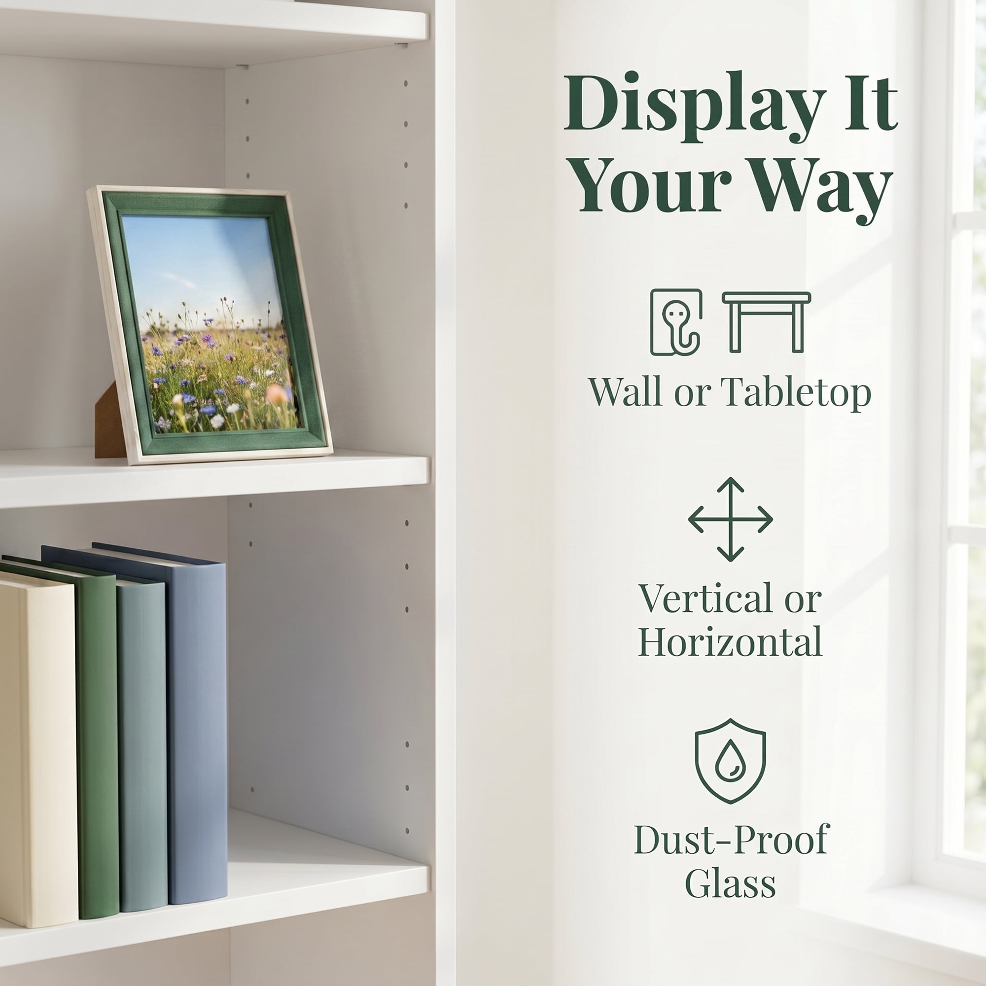 Unique Bargains Rustic Distressed Wood Photo Frame for Wall Mounting White Green 5" x 7"
