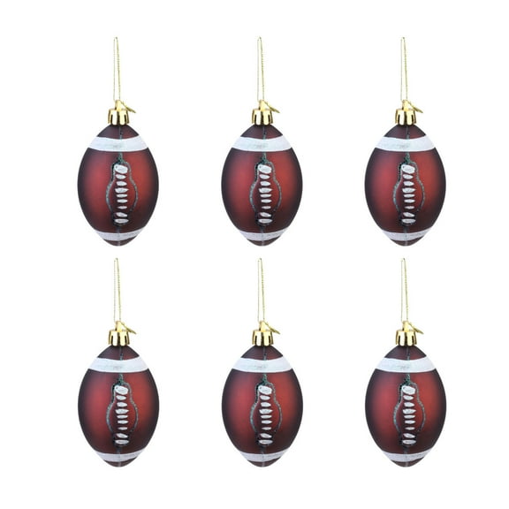 6pcs Christmas Football Ornaments Christmas Tree Ball Decorations Football Sports Theme Christmas Holiday Party Decorations