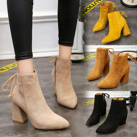 mid block heel ankle boots