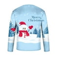 thumbnail image 5 of Hauts de Noël en Solde Hommes Décontracté Col Rond Manches Courtes Chandail Snowman Imprimé Réaliste T-Shirt Bleu Ciel TTTG, 5 of 5