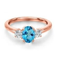 thumbnail image 3 of Gem Stone King 18K Rose Gold Plated Silver American Blue Mystic Topaz and Lab Grown Diamond Engagement Ring for Women | 1.34 Cttw | Oval 7X5MM | Gemstone November Birthstone | Size 7, 3 of 6