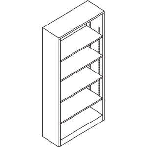 HON Metal Bookcase, 34-1/2w x 12-5/8d x 71h, 5 Shelves