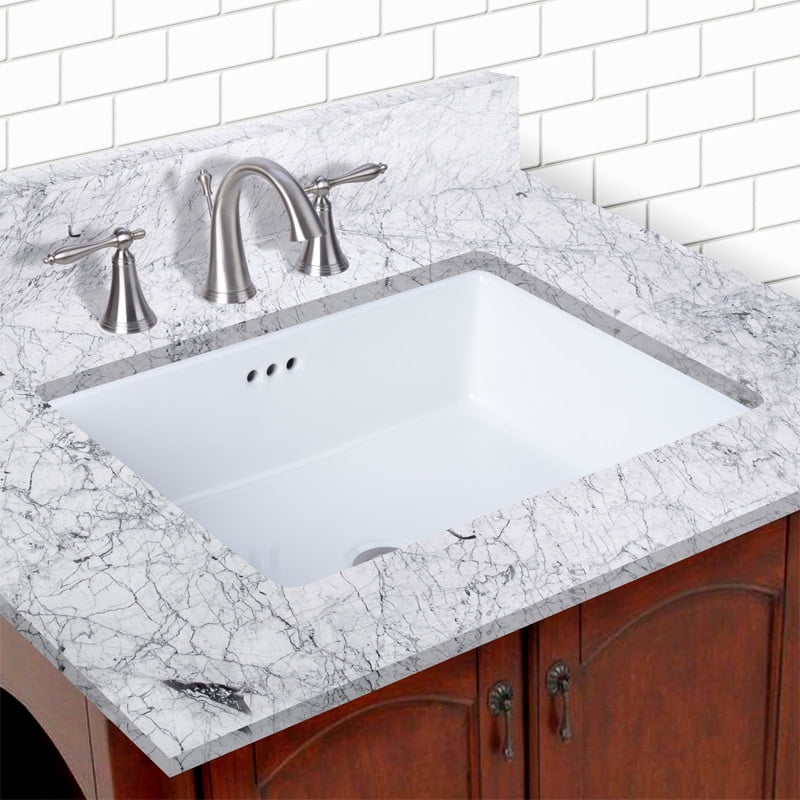 Miseno MNO1713BWH 17 x 13 in. Rectangular Undermount Bathroom Sink with Rear Overflow, White
