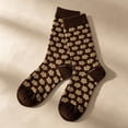 thumbnail image 2 of 5 Pairs Women Crew Socks Soft Blend Floral Geometric Pattern Mid Calf Casual Dress Socks Fall Winter, 2 of 4