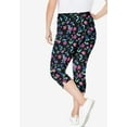 thumbnail image 2 of Woman Within Plus Size Stretch-Cotton Knit Pull-On Printed Capri Leggings, 2 of 4