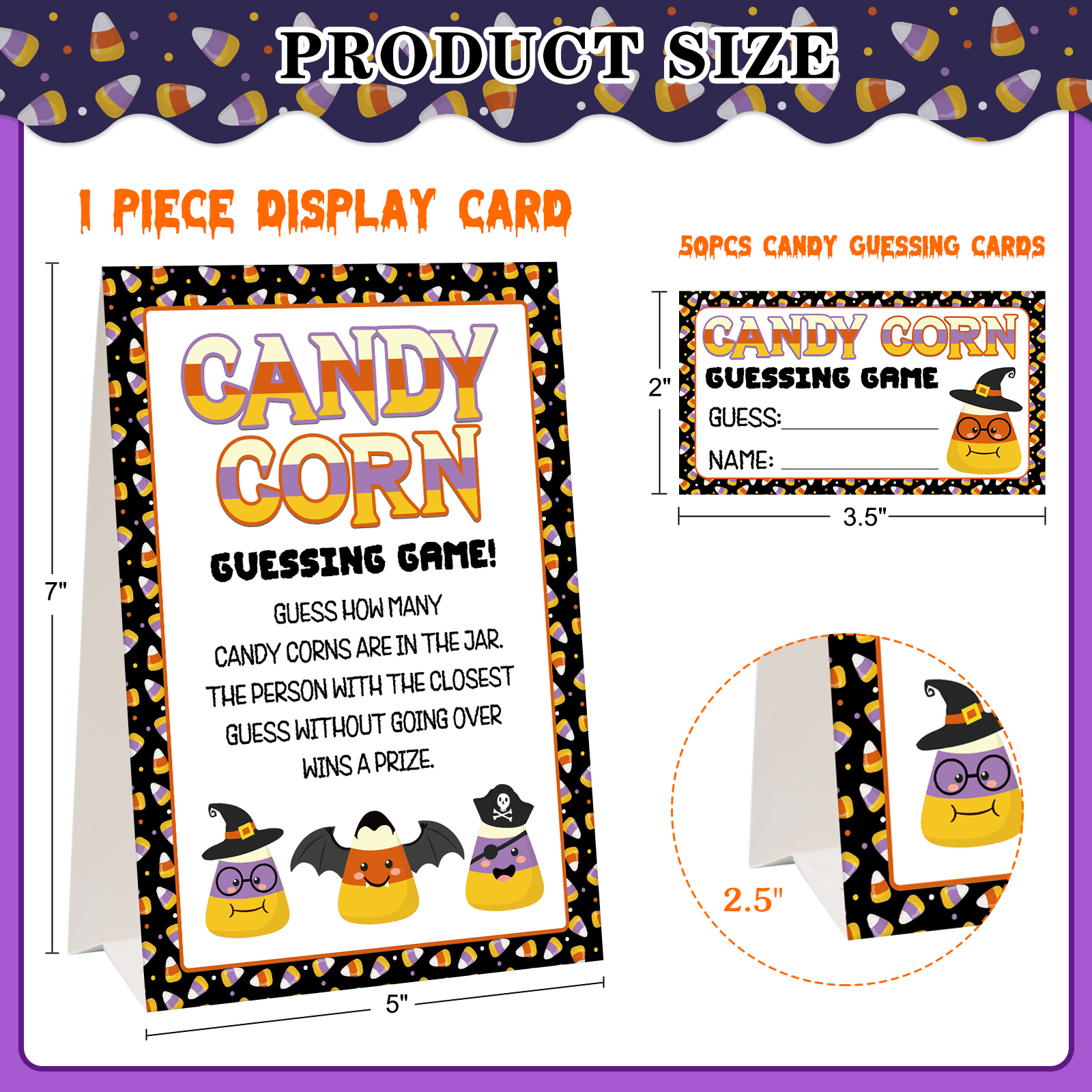 WhatSign Halloween Guess How Many Candies Game,50 Candies Guessing Game Cards Halloween Baby Shower Party Game for Kids,Guess How Many in the Jar Game Halloween Guess Candy Tickets Party Supplies - Walmart.com for Free Printable Candy Guessing Game