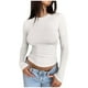 thumbnail image 1 of Camiseta corta de manga larga y corte ajustado para mujer: camiseta lisa de cuello redondo, camiseta básica para yoga y entrenamiento, ideal para llevar en otoño, 1 of 7