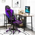 thumbnail image 4 of Gymax Chaise de Jeu Réglable Pivotante Chaise d'Ordinateur avec Lumières LED Dynamiques Violet, 4 of 10