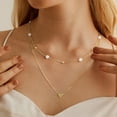 thumbnail image 4 of Turandoss Cultivate Pearl Necklace for Women Trendy 14K Gold Plated Heart Pendent Necklace Dainty Satellite Pearl Necklace Stacked Bride Bridesmaid Gift Wedding Birthday Gift Jewelry Trend for Women, 4 of 8