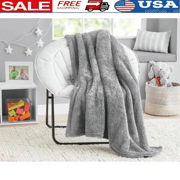 Kids Oversized Fuzzy Faux Fur Throw Blanket Cozy Soft Warm Eco-Friendly New