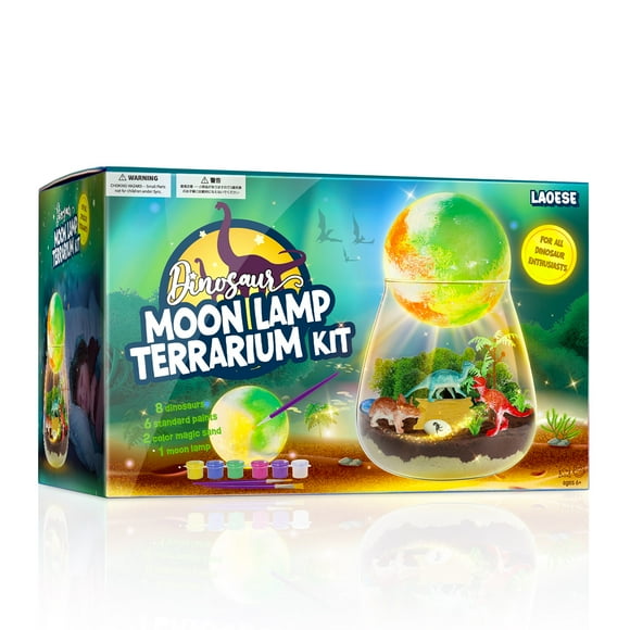 Dinosaur Terrarium Kit for Kids - Dino Kid Crafts with DIY Moon Lamp Kit - Birthday Gift for Boys Ages 4 5 6 7 8-12 Year Old