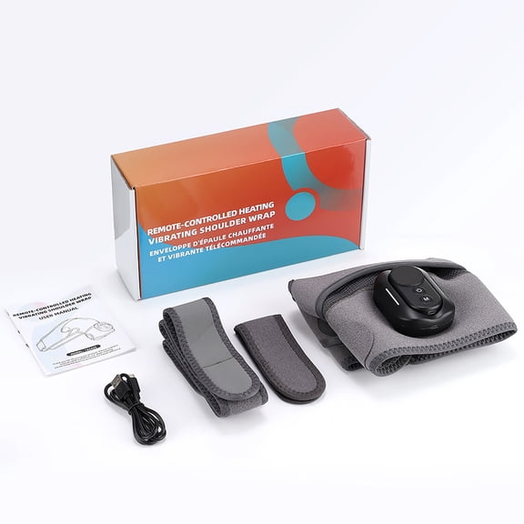 Heated Vibrating Shoulder Massager Wireless Remote Control Magnetic Suction 5 Vibration Modes 5 Heat Levels Ergonomic Design 5000mAh Battery for Pain Relief